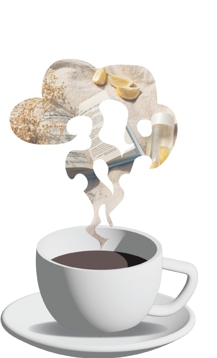 coffee cup with the steam being an image